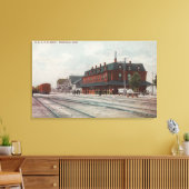 Pocatello, ID - Treinen en mensen rond treinen Canvas Afdruk (Insitu (Woonkamer))