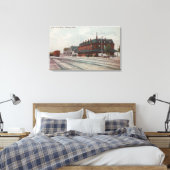 Pocatello, ID - Treinen en mensen rond treinen Canvas Afdruk (Insitu (Slaapkamer))
