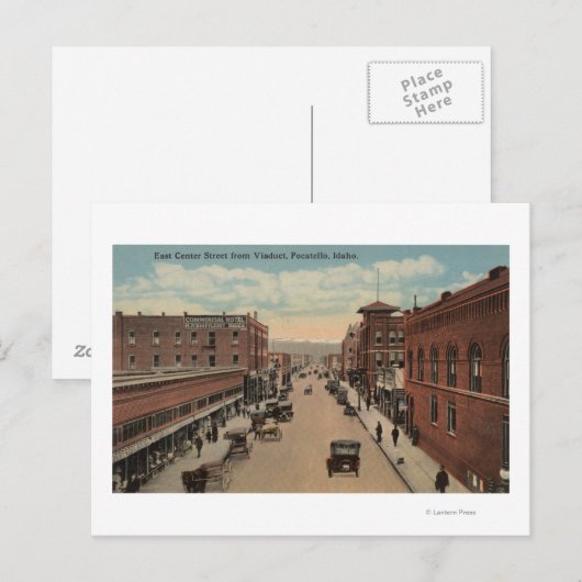 Pocatello, ID - Uitzicht van E. Center Briefkaart (Voorkant / Achterkant)