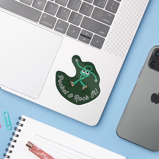 pocket and rock it retro climb sticker (Laptop met iPhone)