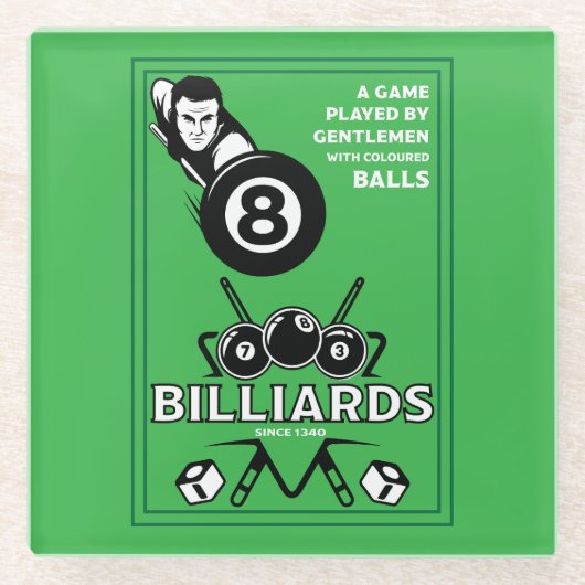  pocket billards glazen onderzetter (Voorkant)