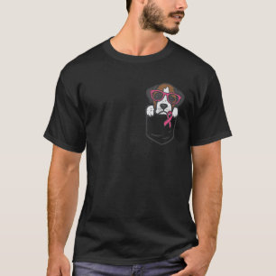 Pocket Boxer Hond Roze Lint Borstkanker Bewustzijn T-shirt