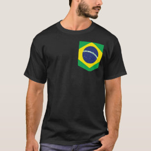 Pocket Brazilië vlag Braziliaanse Mannen Vrouwen K T-shirt