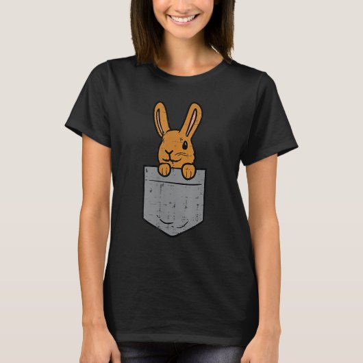 Pocket Bunny Rabbit Cute Happy Easter Day Mannen W T-shirt (Voorkant)