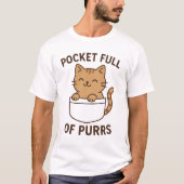 Pocket Cat Design – Pocket vol met Gesponnen T-shi T-shirt (Voorkant)