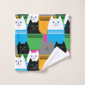 Pocket Cats Cute Cat Lover Colorful Bad Handdoek (Wasdoekje)