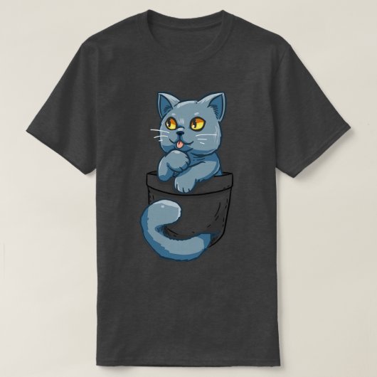 Pocket Cute British Shorthair Cat T-shirt (Design voorkant)