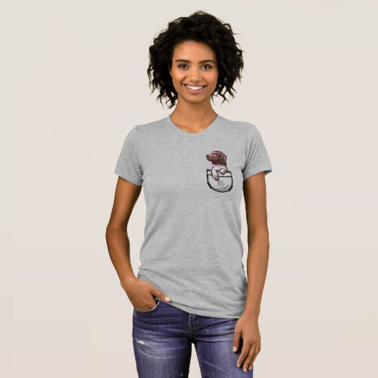 Pocket Cute German Shorthair Pointer Dog T-shirt (Voorkant volledig)