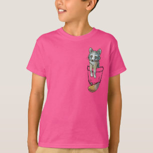 Pocket Cute Grey Fox T-shirt