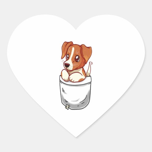 Pocket Cute Jack Russell Terrier Hart Sticker (Voorkant)