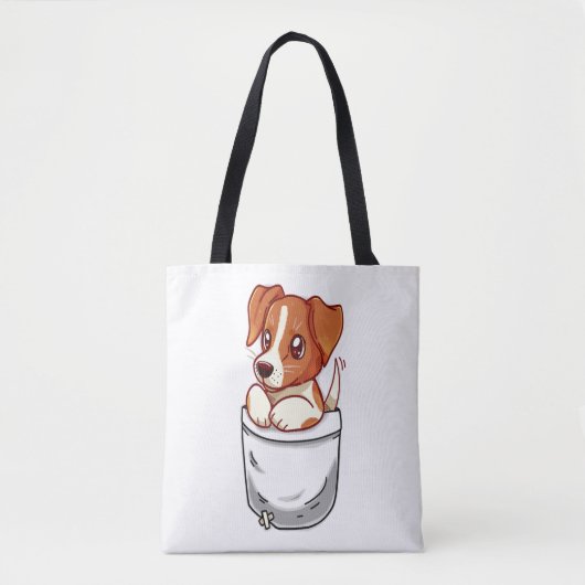 Pocket Cute Jack Russell Terrier Tote Bag (Voorkant)