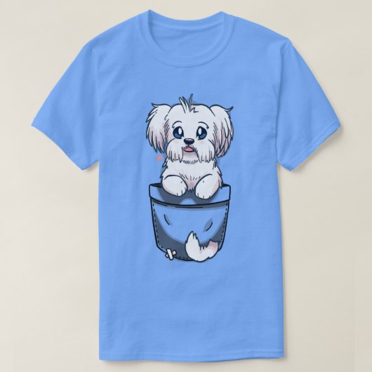 Pocket Cute Maltese Dog T-shirt (Design voorkant)