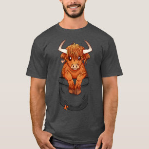 Pocket Cute Scottish Highland Koe T-shirt