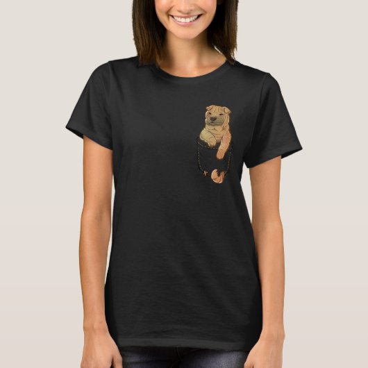 Pocket Cute Shar Pei Puppy Dog T-shirt (Voorkant)