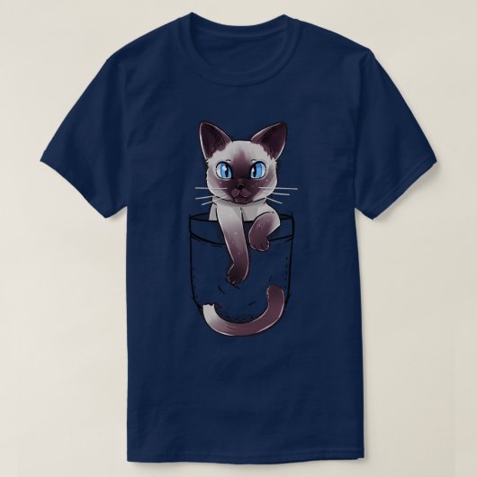 Pocket Cute Siamese Cat Kitten T-shirt (Design voorkant)