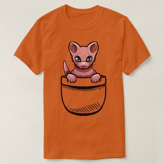 Pocket Cute Sphynx Cat T-shirt (Design voorkant)