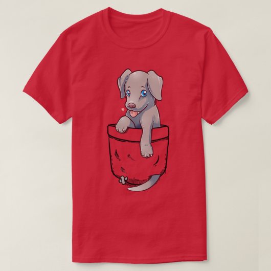 Pocket Cute Weimaraner Puppy Dog T-shirt (Design voorkant)
