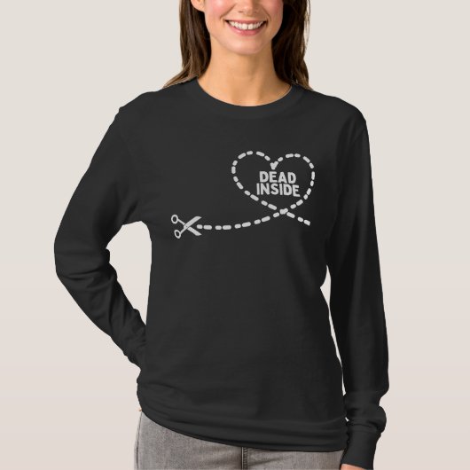 Pocket Dead Inside Heart Anti-Valentijnsdag Sing T-shirt (Voorkant)