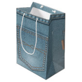 Pocket Denim Blue Jeans Medium Cadeauzakje (Voorkant Gekanteld)