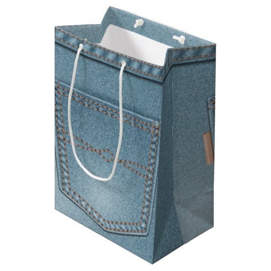 Pocket Denim Blue Jeans Medium Cadeauzakje (Voorkant Gekanteld)