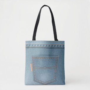 Pocket Denim Blue Jeans Tote Bag