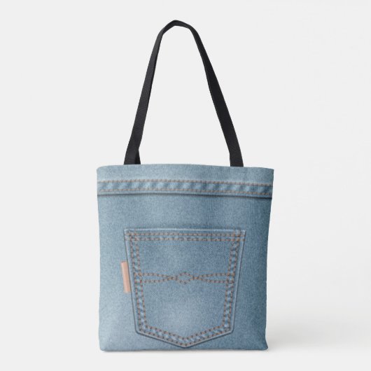 Pocket Denim Blue Jeans Tote Bag (Achterkant)
