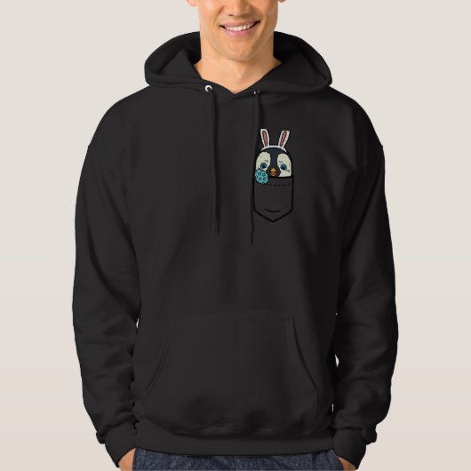 Pocket Easter Penguin Bunny Egg Cute Animal Mannen Hoodie (Voorkant)