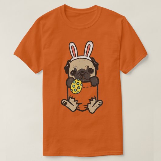 Pocket Easter Pug Feet Bunny Hondenliefhebber Owne T-shirt (Design voorkant)