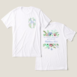 Pocket Floral Cross Hij is verrezen Pasen Unisex Tri-Blend Shirt
