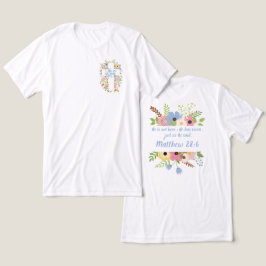 Pocket Floral Cross Hij is verrezen Pasen Unisex Tri-Blend Shirt