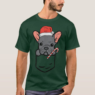 Pocket French Bulldog Santa Dog kerstpyjama T-shirt