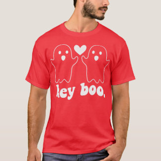 Pocket Hey Boo Ghost Couple Spooky Season Funny Ha T-shirt
