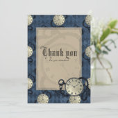 Pocket-horloges op blauwe diamantpatroonachtergron kaart (Staand voorkant)