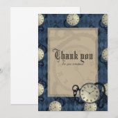 Pocket-horloges op blauwe diamantpatroonachtergron kaart (Voorkant / Achterkant)