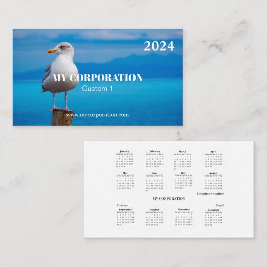 Pocket Kalender 2024 Vogel Visitekaartje (Voorkant / Achterkant)