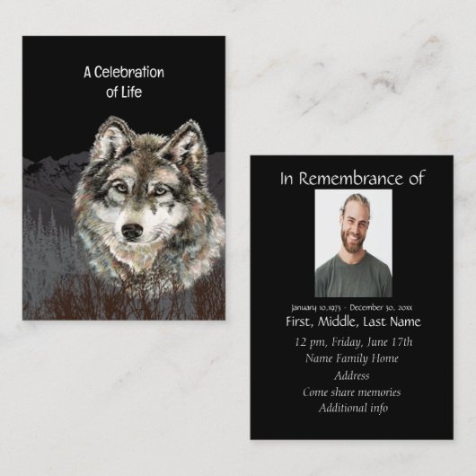 Pocket Keepomwille Memorial Herdenking Wolf Visitekaartje (Voorkant / Achterkant)