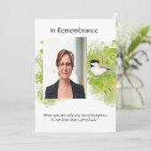 Pocket Keepsake Memorial Chickadee Natuur Vogelkun Kaart (Staand voorkant)