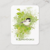 Pocket Keepsake Memorial Chickadee Natuur Vogelkun Visitekaartje (Voorkant)
