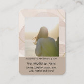 Pocket Keepsake Memorial Uil Vogel Visitekaartje (Voorkant)