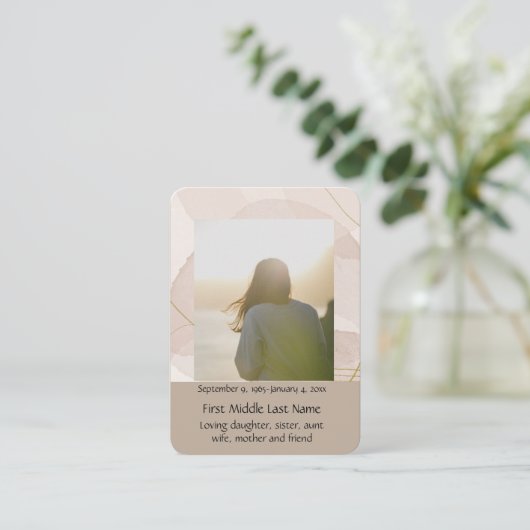 Pocket Keepsake Memorial Uil Vogel Visitekaartje (Staand voorkant)
