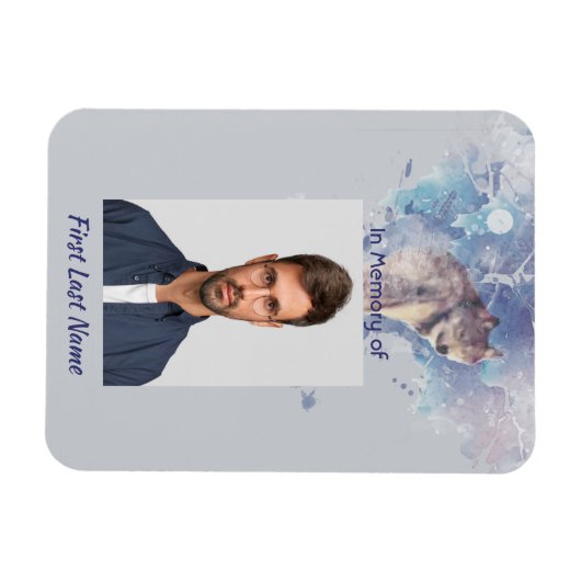 Pocket Keepsake Memorial Wolf kijkt terug Magneet (Horizontaal)
