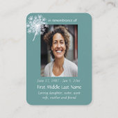 Pocket Keepsake Remembrance Queen Anne Lace Flower Visitekaartje (Achterkant)