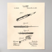 Pocket Knife 1893 Patent Art Old Peper Poster (Voorkant)