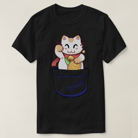 Pocket Lucky Cat T-shirt (Design voorkant)