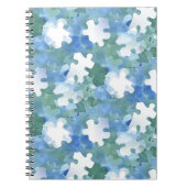 Pocket-map van geschilderd blauw en groen puzzelst notitieboek (Voorkant)