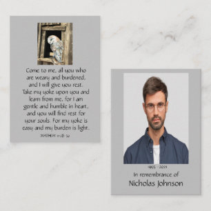 Pocket Memorial Foto Prayer Barn Owl Visitekaartje