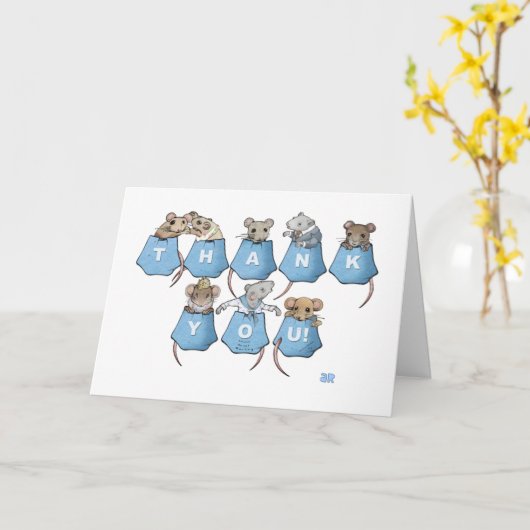 Pocket Mice Hartelijk dank Kaart (Gele Bloem)