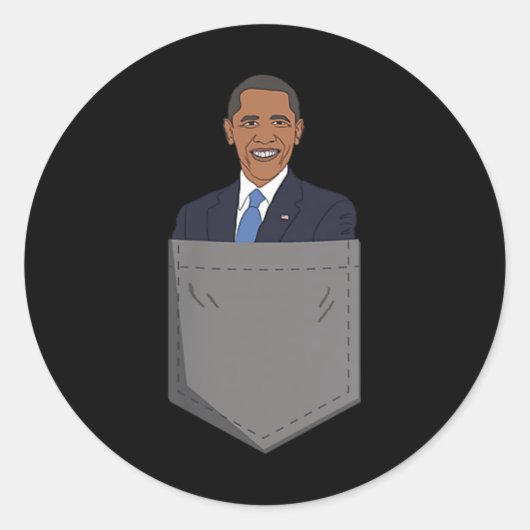 Pocket Obama Ronde Sticker (Voorkant)