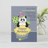 Pocket Panda Birthday Party Invitation Kaart (Staand voorkant)