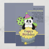 Pocket Panda Birthday Party Invitation Kaart (Voorkant / Achterkant)